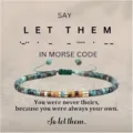 Adjustable Morse code inspiration beaded bracelet with card, vintage style gift for women. - Let Them