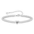 Silver beaded bracelet for women with heart charm number 40 adjustable extension chain gift - Heart 30th Birthday - 19