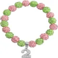 Pink And Green Rhinestone Beaded Bracelet Disco Ball Charm Number 2 Jewelry Gift - Number 2 - 23