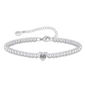 Silver bead charm bracelet for women with 60th birthday heart pendant adjustable chain - Heart 60th Birthday - 21