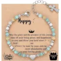 Bohemian natural stone beaded couple bracelet with cross and heart pendants steel - Style 2