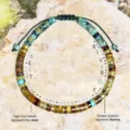 Morse code bracelet natural turquoise tiger eye beads adjustable woven fashion jewelry - Best Forever - 2