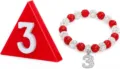 Red white rhinestone number 3 beaded bracelet sports spirit jewelry gift for women girls variant - Ball Beads and Brooch - 33