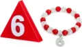Red and white rhinestone beaded bracelet with number 6 charm for sports graduation gifts - Bubblegum Beads & Brooch - 36
