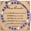 Blue natural stone beaded bracelet with inspirational card, elegant bohemian couple jewelry. - Style 10