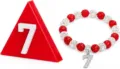 Red white 10mm clay rhinestone number 7 charm stretch bracelet sports graduation gift - Bubble Beads and Brooch - 37