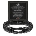 Men's stainless steel braided leather bracelet with magnetic clasp, stylish gift for son. - 23cm / Son / Steel