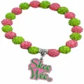 Pink green rhinestone beaded charm bracelet fashion sorority jewelry gift for women girls - Number 41
