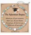 Boho natural stone beaded graduation bracelet with heart pendant and adjustable chain gift. - Style 19