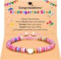Colorful Heishi Bead Bracelet Kindergarten Graduation Gift Heart Charm Kids Jewelry - Heart Polymer Clay 9
