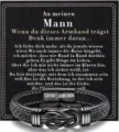 Men's stainless steel leather braided magnetic clasp bracelet with heartfelt romantic card gift. - 23cm / Man / Black