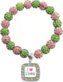 Pink and green rhinestone clay bead bracelet with 1908 charm for women fashion jewelry gift - Number 47