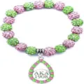 Pink and green crystal beaded bracelet with AKA 1908 pendant sorority gift variant item. - Number 48