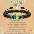 Kids graduation beaded bracelet with cute green dinosaur charm for preschool school gift. - Preschool Grad Dinosaur