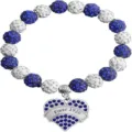 Blue white rhinestone beaded bracelet with heart charm for women fashion jewelry gift - Number 50