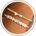 Gold Beaded Stackable Bracelets Game Day Letter Sports Jewelry Stylish Variant Style - 5