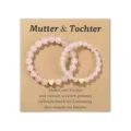 Pink crystal bead mother daughter bracelet set with gold heart charm on kraft card packaging - 8