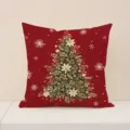 Christmas red throw pillow cover featuring botanical tree and snowflake pattern for holiday home decor. - 45x45cm (Pillowcase Only) / XP053-2