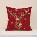 Christmas linen throw pillow case red holiday decorative sofa cushion bedroom bed pillow - 45x45cm (Pillowcase Only) / XP053-3