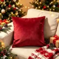 Housse de coussin en velours rouge, taie de coussin unie pour decoration de salon canape. - 45*45cm (Housse de coussin uniquement) / Bordeaux