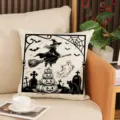 Federa per cuscino decorativo con motivo strega fantasma di Halloween per divano soggiorno - 45x45cm / YAW58-1