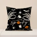 Halloween throw pillow cover with spooky skull and ghost print for festive home sofa decor. - Ghost Style (YMW60-2) / 45x45cm