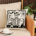 Fodera per cuscino di Halloween con stampa spettrale di teschio e fantasma per divano. - 45x45cm / YAW58-4