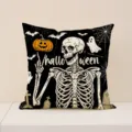 Halloween skeleton throw pillow cover decorative spooky pumpkin cushion case for sofa couch bed - Pumpkin Style (YMW60-3) / 45x45cm