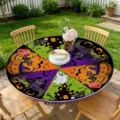 Halloween printed round tablecloth elastic table cover festive party decor dustproof fabric - 60CM / HRT001
