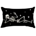 Halloween Skelett Kissenbezug schwarzer dekorativer Kissenbezug weicher Stoff Heimtextil - 30x50 cm (Nur Kissenbezug) / YM001-4
