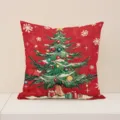Red Christmas tree throw pillow cover festive holiday decorative sofa cushion variant - 45x45cm (Pillowcase Only) / Red Christmas Tree (XP048-1)