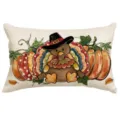 Herbst Erntedankfest Truthahn Kürbis Kissenbezug Leinen Optik Deko Sofakissen Hülle - 30x50 cm (Nur Kissenbezug) / YM001-5