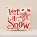 Christmas decorative throw pillow cover red letter print festive square sofa cushion case - 45x45cm (Pillowcase Only) / White Let it Snow (XP048-3)