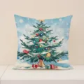 Christmas tree pattern pillowcase decorative sofa cushion variant style soft fabric cover - 45x45cm (Pillowcase Only) / Christmas Tree Gift Box (XP048-5)