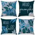 Federe cuscini divano autunno zucca foglia blu copricuscini decorativi set di 4 - FP033-2