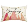 Rosa Aquarell Weihnachtsbaum Kissenhülle aus Leinen, festliche Home Dekor Sofakissen. - 30x50 cm (Nur Kissenbezug) / YM001-9