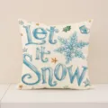 Christmas throw pillow cover with blue Let it snow design, festive sofa cushion decoration. - 45x45cm (Pillowcase Only) / Blue Let it Snow (XP048-7)