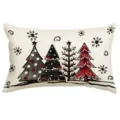 Kissenbezug Leinenoptik Weihnachtsbäume festliche Deko Kissenhülle Sofakissen 45x45 cm - 30x50 cm (Nur Kissenbezug) / YM001-10