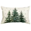 Leinen Kissenbezug mit Aquarell Tannenbaum Motiv fur Gemutliche Winterdeko Zuhause - 30x50 cm (Nur Kissenbezug) / YM001-11
