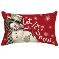 Weihnachtlicher Schneemann Kissenbezug, festliche rote dekorative Kissenhülle für das Sofa. - 30x50 cm (Nur Kissenbezug) / YM001-16
