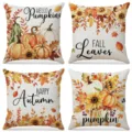 Set di 4 federe per cuscini autunnali zucca foglie decorative per divano letto casa. - FP050-1