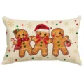 Weihnachtliche Lebkuchen Männer Motiv Kissenbezug, atmungsaktiver Leinen Deko Kissenbezug. - 30x50 cm (Nur Kissenbezug) / YM001-18
