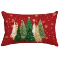 Rote Kissenhülle mit Weihnachtsbaum-Muster, festliche Weihnachts-Deko Kissenbezug Leinenoptik. - 30x50 cm (Nur Kissenbezug) / YM001-20