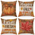 Set federe cuscini autunno zucca, copricuscini decorativi rustici con foglie d'acero per la casa. - FP051-1