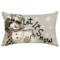 Leinenoptik Kissenbezug mit Schneemann Motiv für winterliche Dekoration, gemütlicher Sofabezug. - 30x50 cm (Nur Kissenbezug) / YM001-21