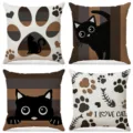Set di 4 federe per cuscini con gatto nero, copricuscino decorativo per divano soggiorno casa. - FP059-1