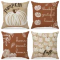 Set federe cuscini zucca autunno, copricuscini decorativi in lino traspirante per casa. - FP043-1