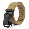 Men tactical nylon belt with black automatic metal buckle, durable casual canvas belt for men. - Wolf Brown / 125cm