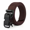 Men's nylon belt with automatic buckle, casual business style, brown canvas belt strap. - Coffee / 125cm