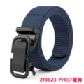 Men tactical nylon belt with durable metal automatic buckle, casual outdoor waist belt for men. - Navy Blue / 125cm